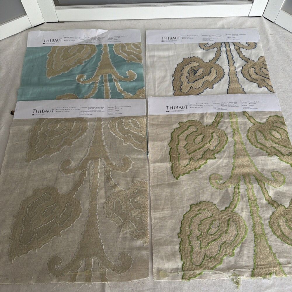 thibaut fabric lot samples 16x12 linnen cotton blend lot 0f 4 Temecula Embroider